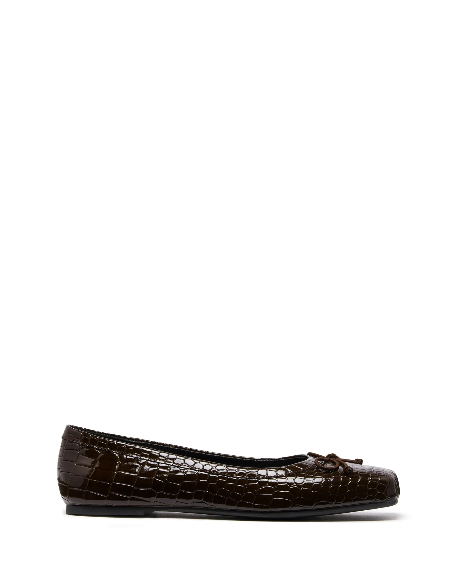 Ballerine en laine effet crocodile chocolat