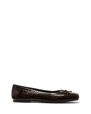 Ballerine en laine effet crocodile chocolat