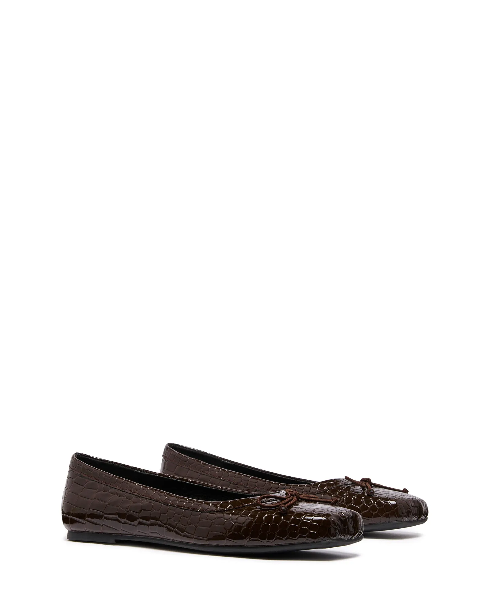 Ballerine en laine effet crocodile chocolat