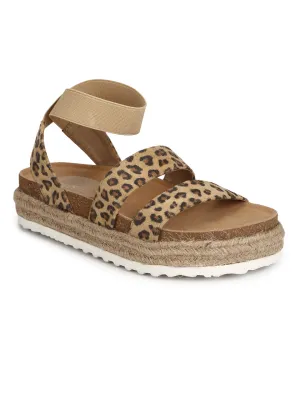Sandales Espadrilles à Plateforme Imprimé PU Léopard
