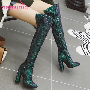 MEMUNIA 2020 en vente chaude bottes hautes pour femmes à bout pointu talons hauts chaussures pour fête et bal automne hiver bottes cuissardes femme Fashion Nova Shoes
