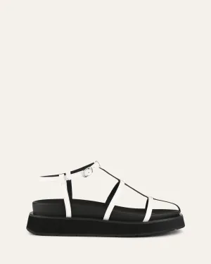 SANDALES PLATES MINA BLANCHE MULTICOLORE