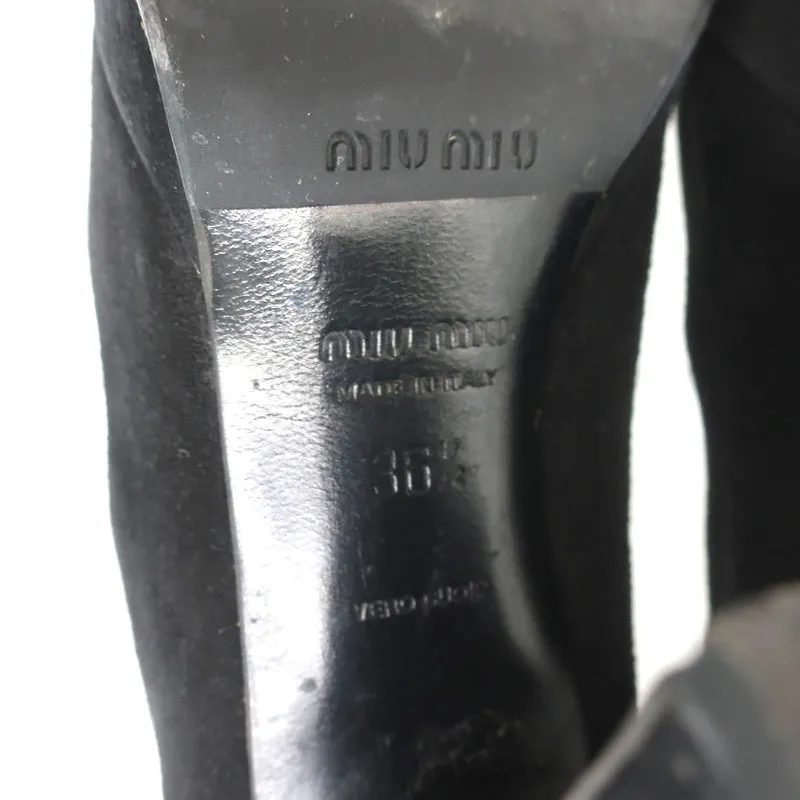 Escarpins Plateforme Miu Miu en Suède Noir Taille 36.5