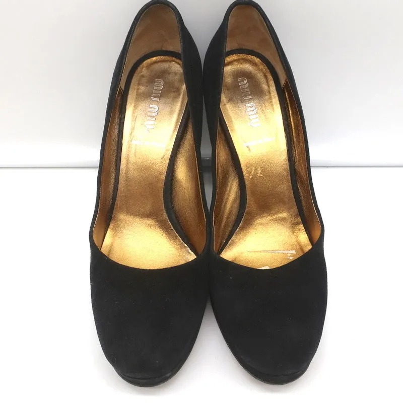 Escarpins Plateforme Miu Miu en Suède Noir Taille 36.5