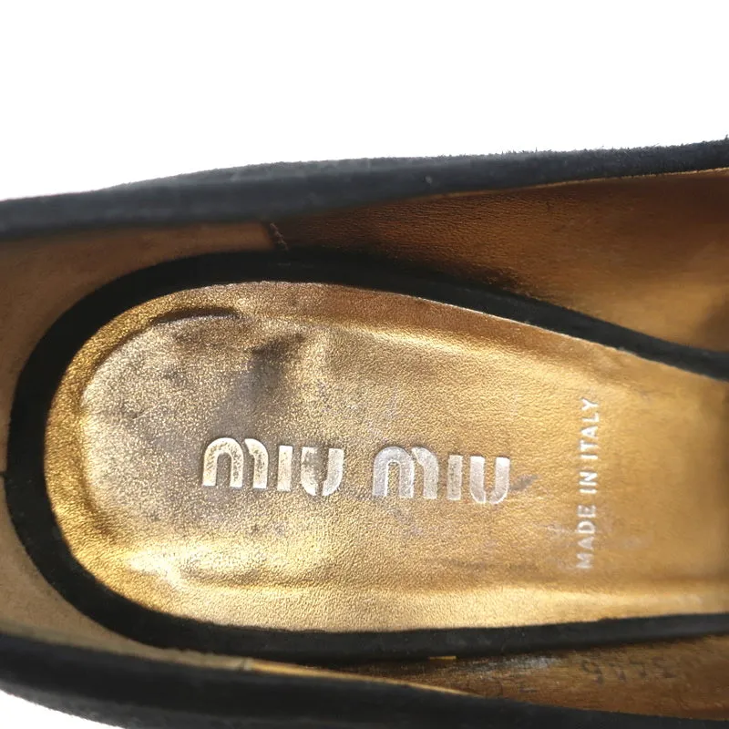 Escarpins Plateforme Miu Miu en Suède Noir Taille 36.5