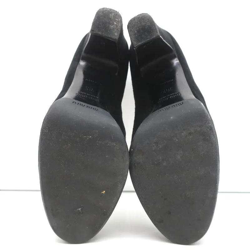 Escarpins Plateforme Miu Miu en Suède Noir Taille 36.5