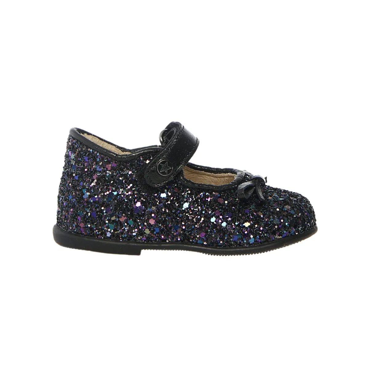 Chaussures Naturino pour tout-petits (Tailles 22-26) Ballerine Noir/Multicolore avec Nœud Pailleté Mary Jane