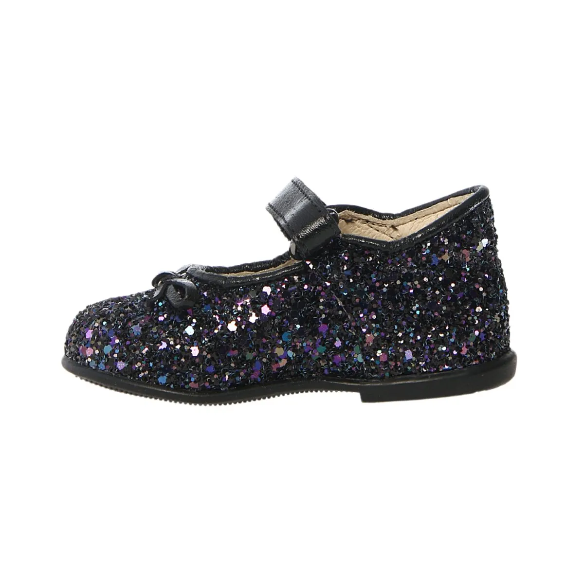 Chaussures Naturino pour tout-petits (Tailles 22-26) Ballerine Noir/Multicolore avec Nœud Pailleté Mary Jane