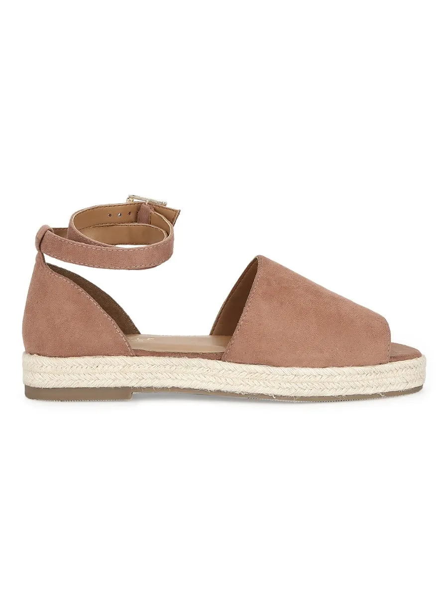 Espadrilles en jute à large bride micro nude