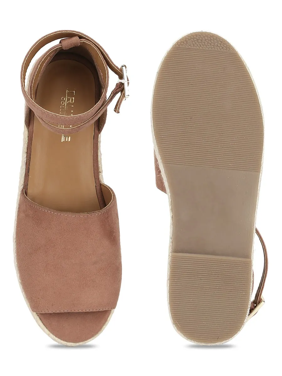 Espadrilles en jute à large bride micro nude