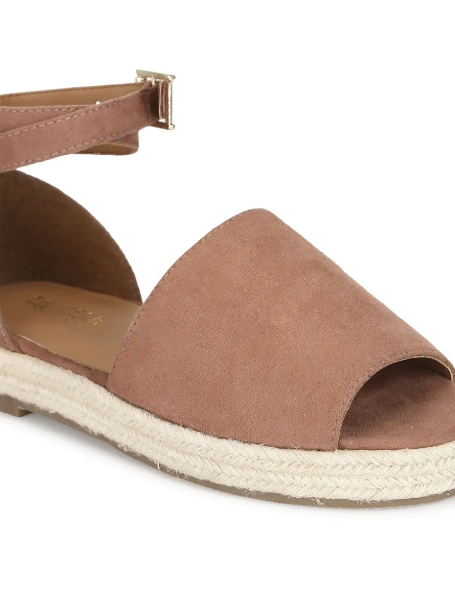 Espadrilles en jute à large bride micro nude