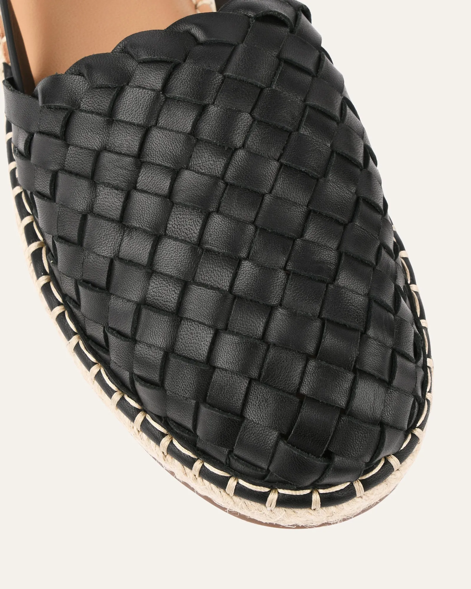 ESPADRILLES PLATES OPAL EN CUIR NOIR