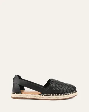 ESPADRILLES PLATES OPAL EN CUIR NOIR