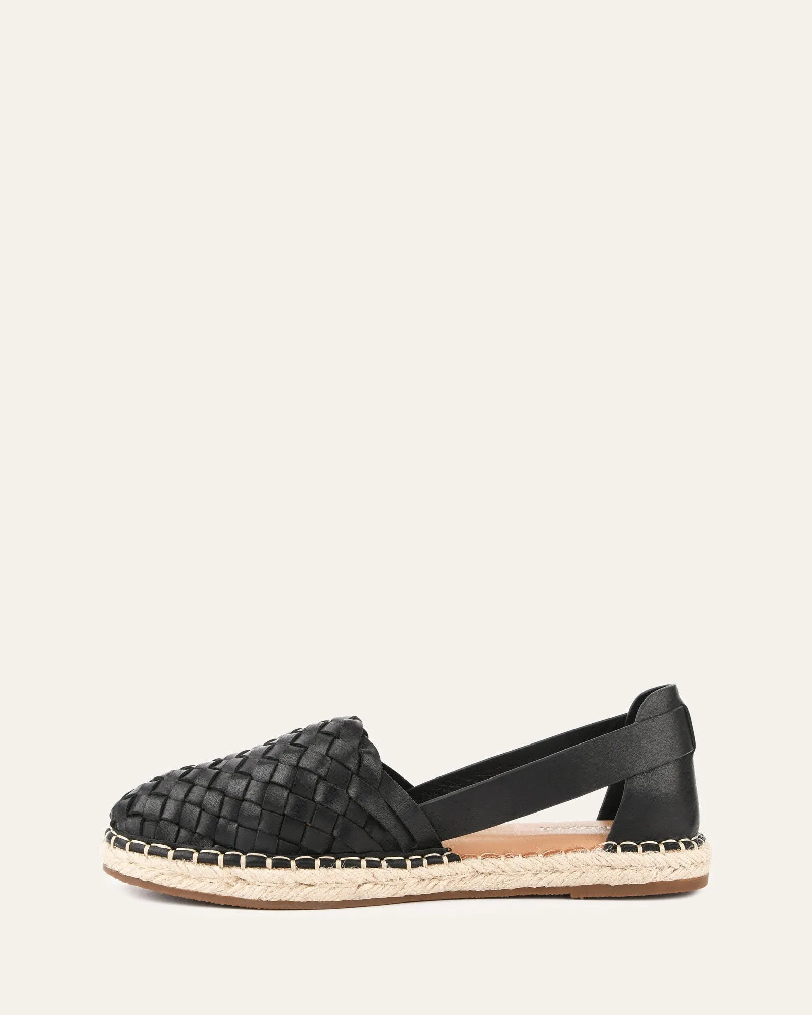 ESPADRILLES PLATES OPAL EN CUIR NOIR