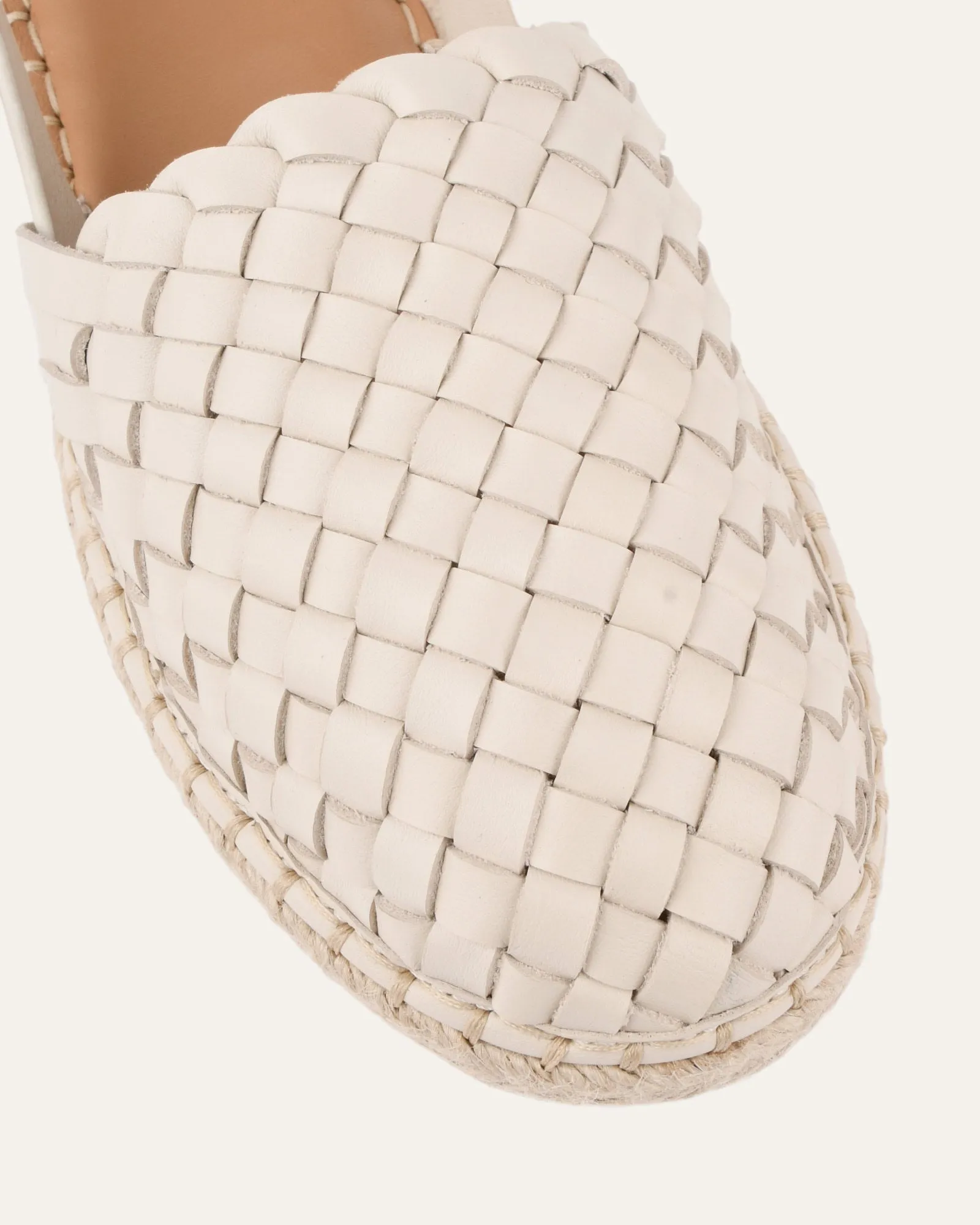 ESPADRILLES PLATES OPAL EN CUIR BLANC CASSÉ
