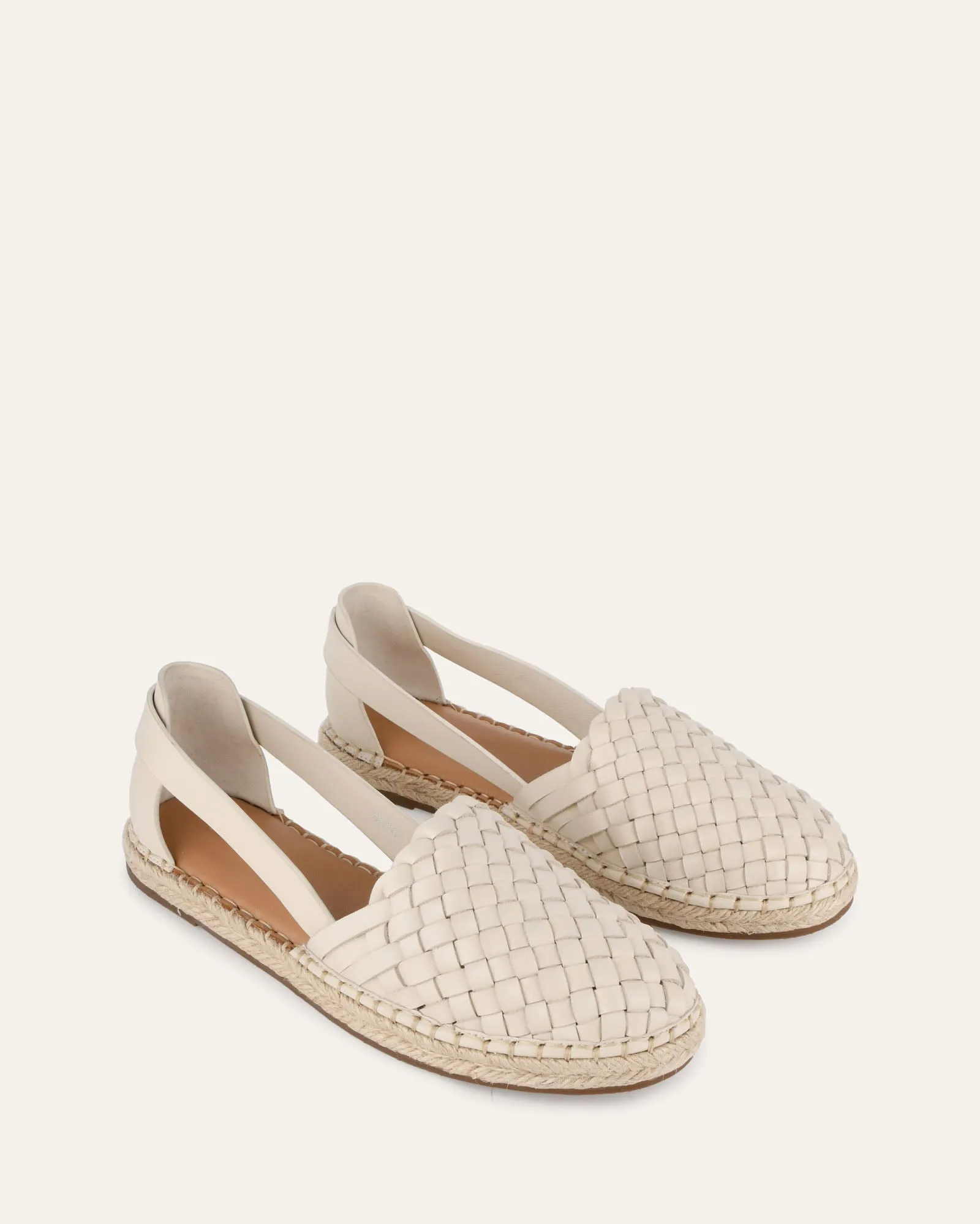 ESPADRILLES PLATES OPAL EN CUIR BLANC CASSÉ
