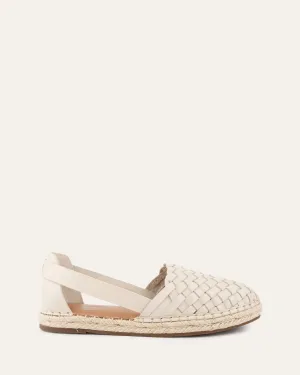 ESPADRILLES PLATES OPAL EN CUIR BLANC CASSÉ