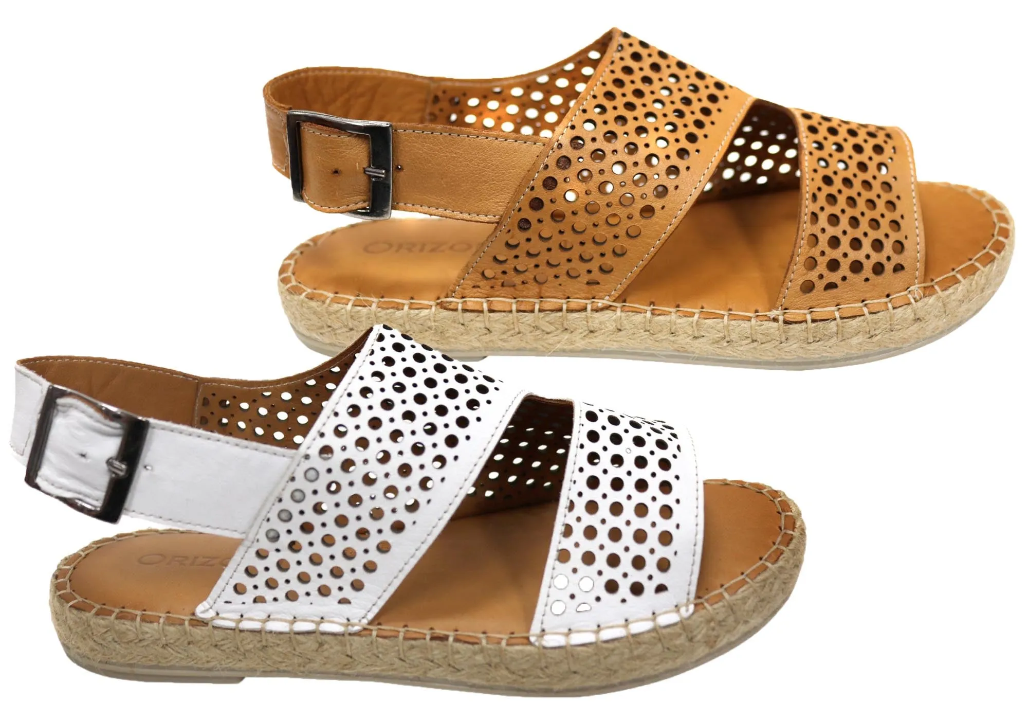 Sandales Espadrilles Confortables en Cuir Européen pour Femmes Orizonte Cove - Chaussures Orizonte