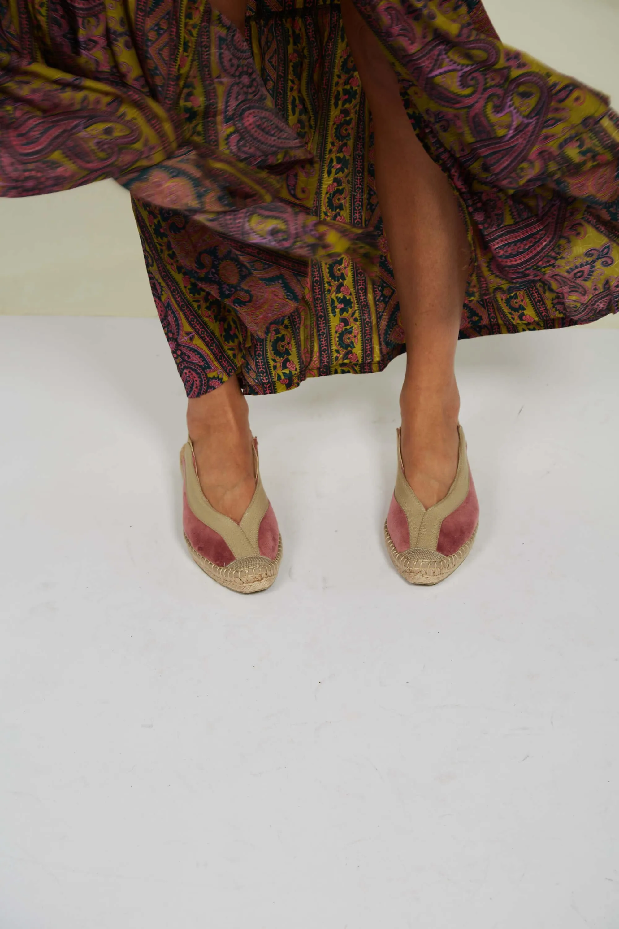 Sandales Espadrilles Vegan à Brides Velours Pedraza | Rose