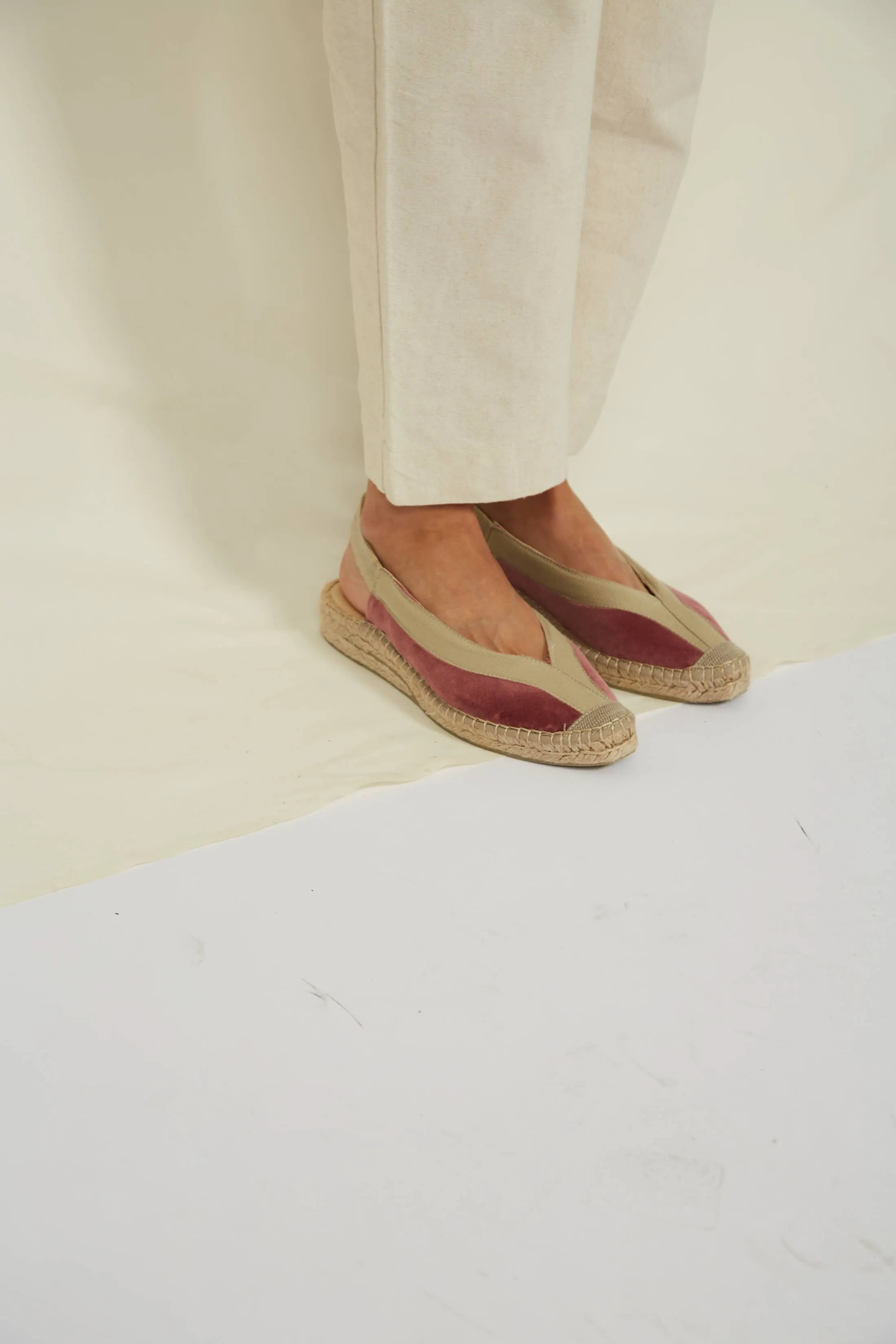 Sandales Espadrilles Vegan à Brides Velours Pedraza | Rose