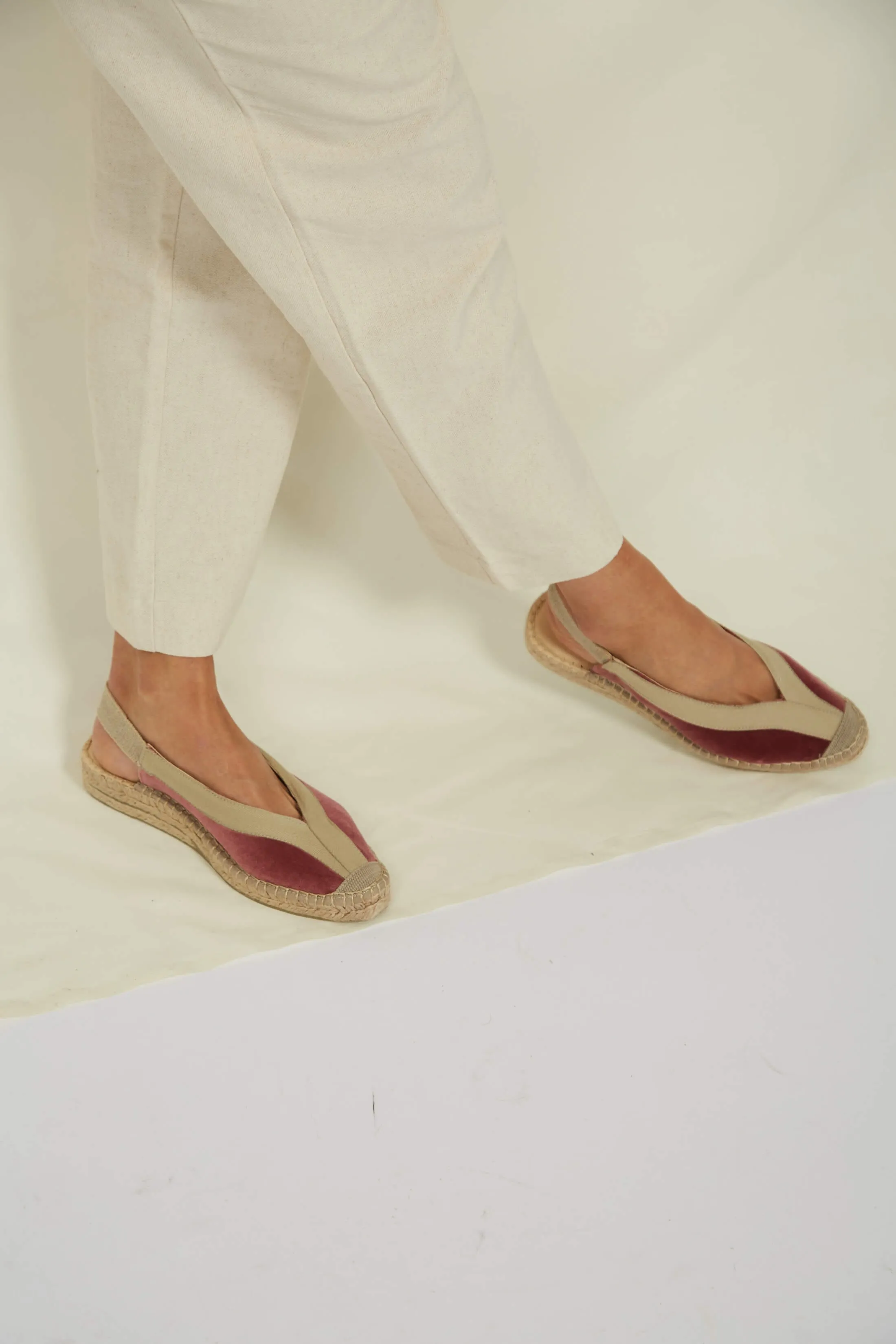 Sandales Espadrilles Vegan à Brides Velours Pedraza | Rose