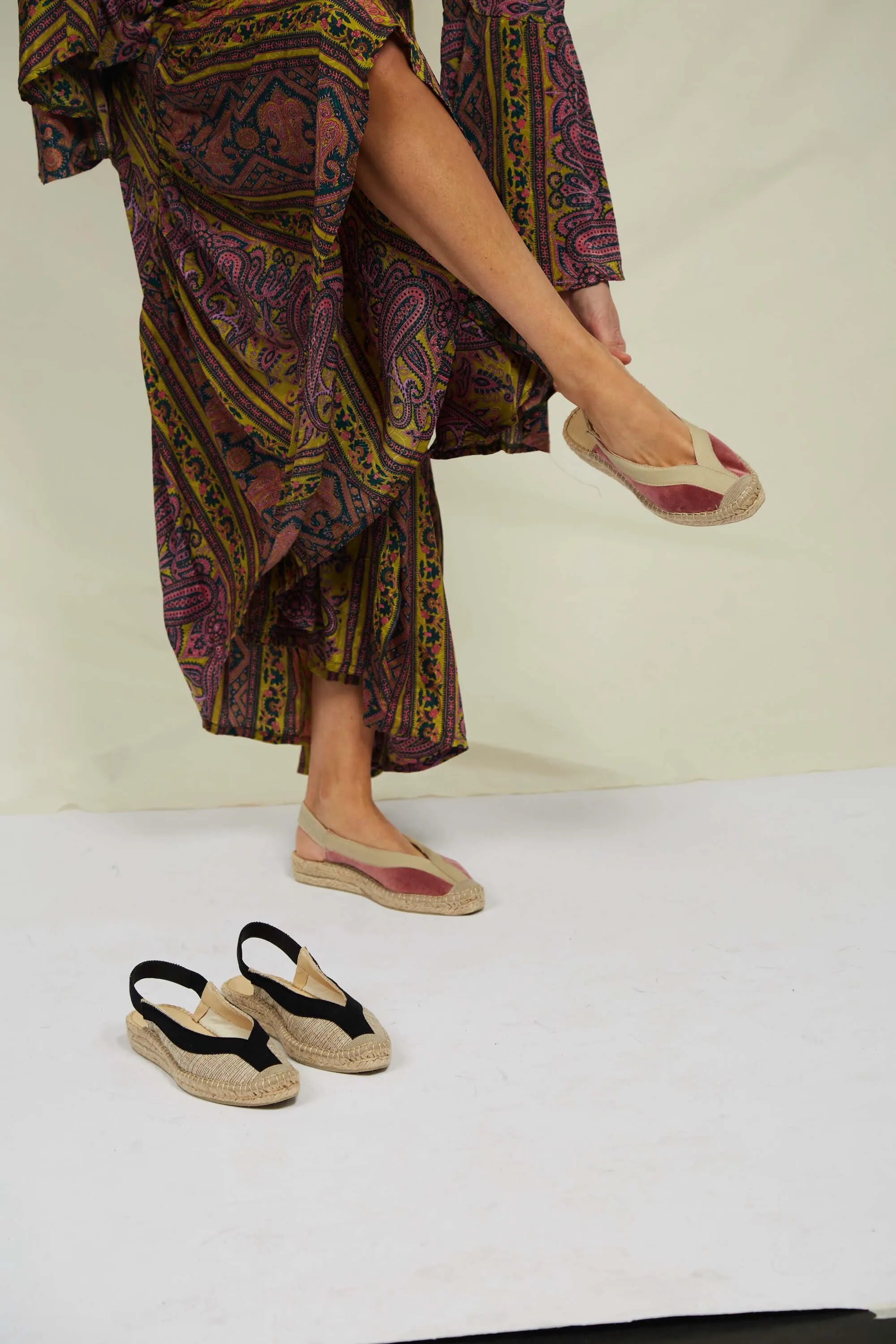 Sandales Espadrilles Vegan à Brides Velours Pedraza | Rose
