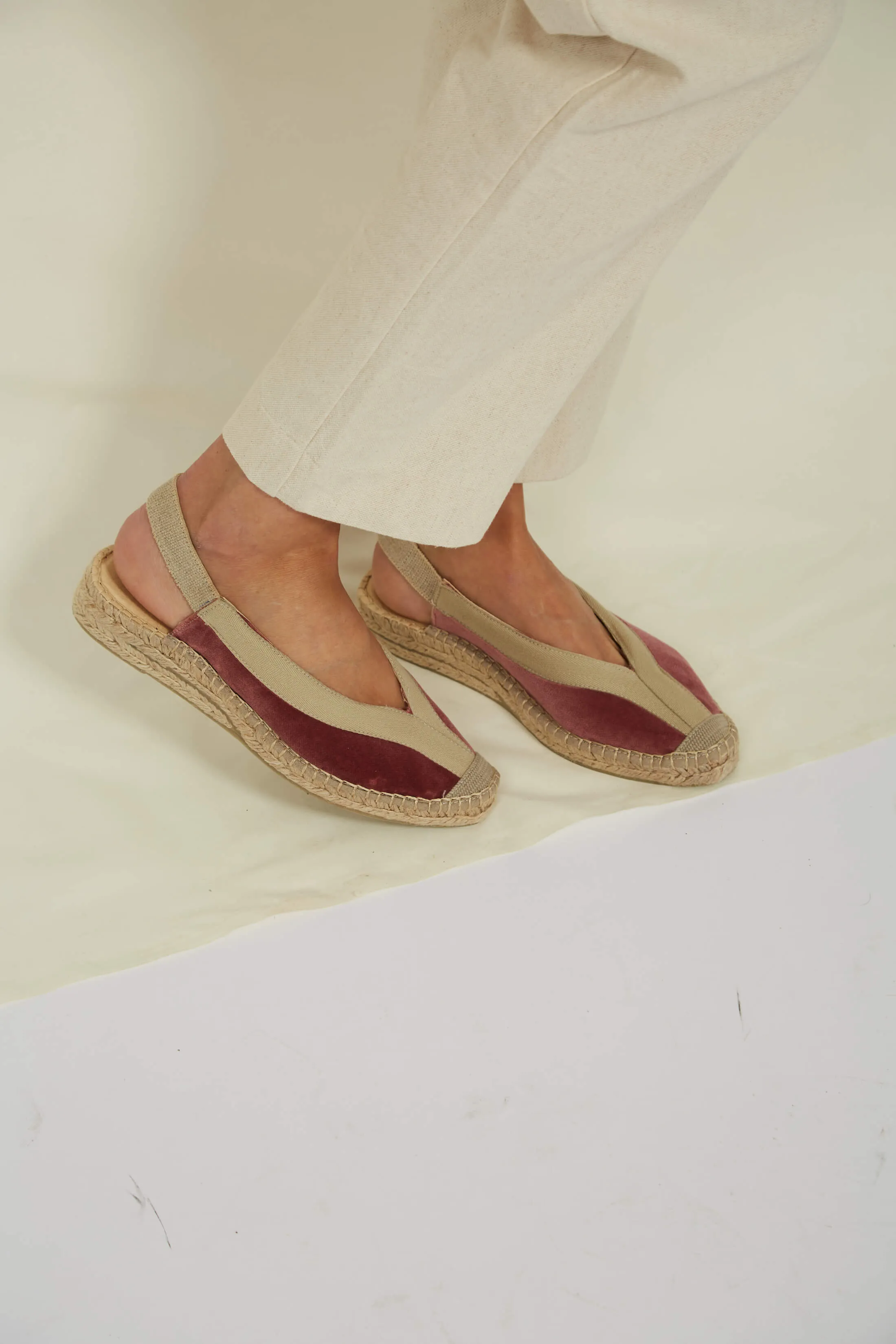 Sandales Espadrilles Vegan à Brides Velours Pedraza | Rose