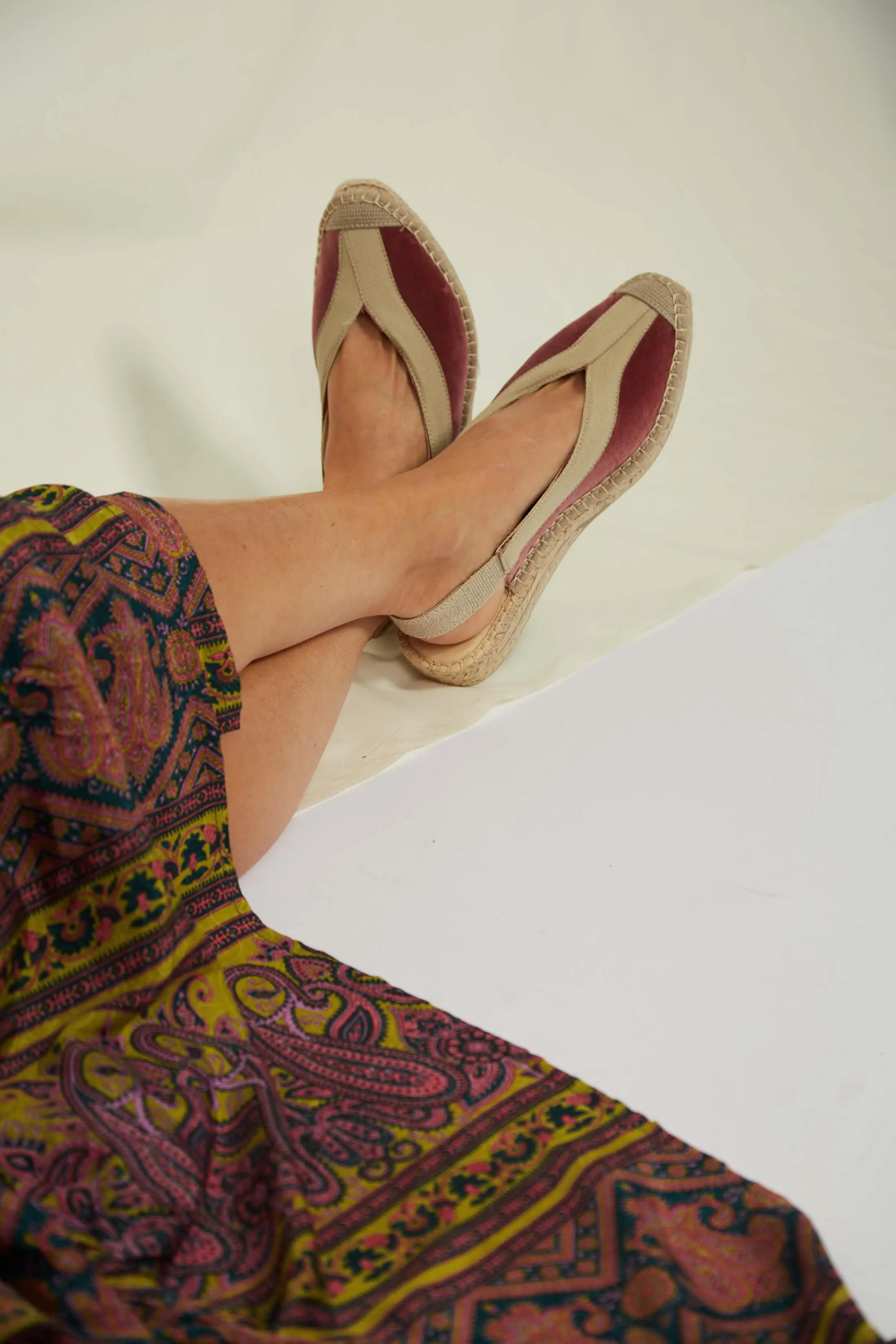Sandales Espadrilles Vegan à Brides Velours Pedraza | Rose
