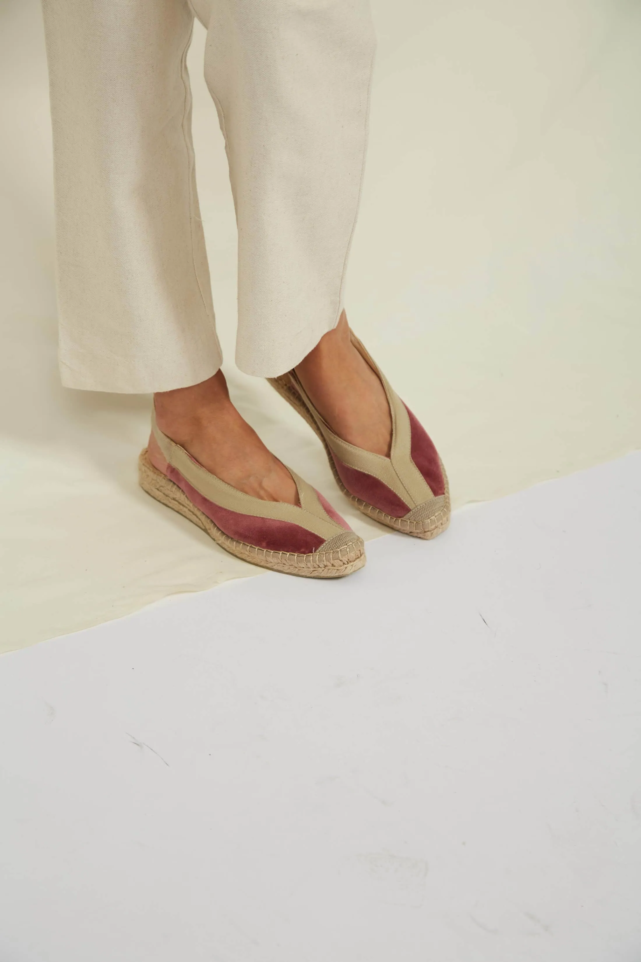 Sandales Espadrilles Vegan à Brides Velours Pedraza | Rose