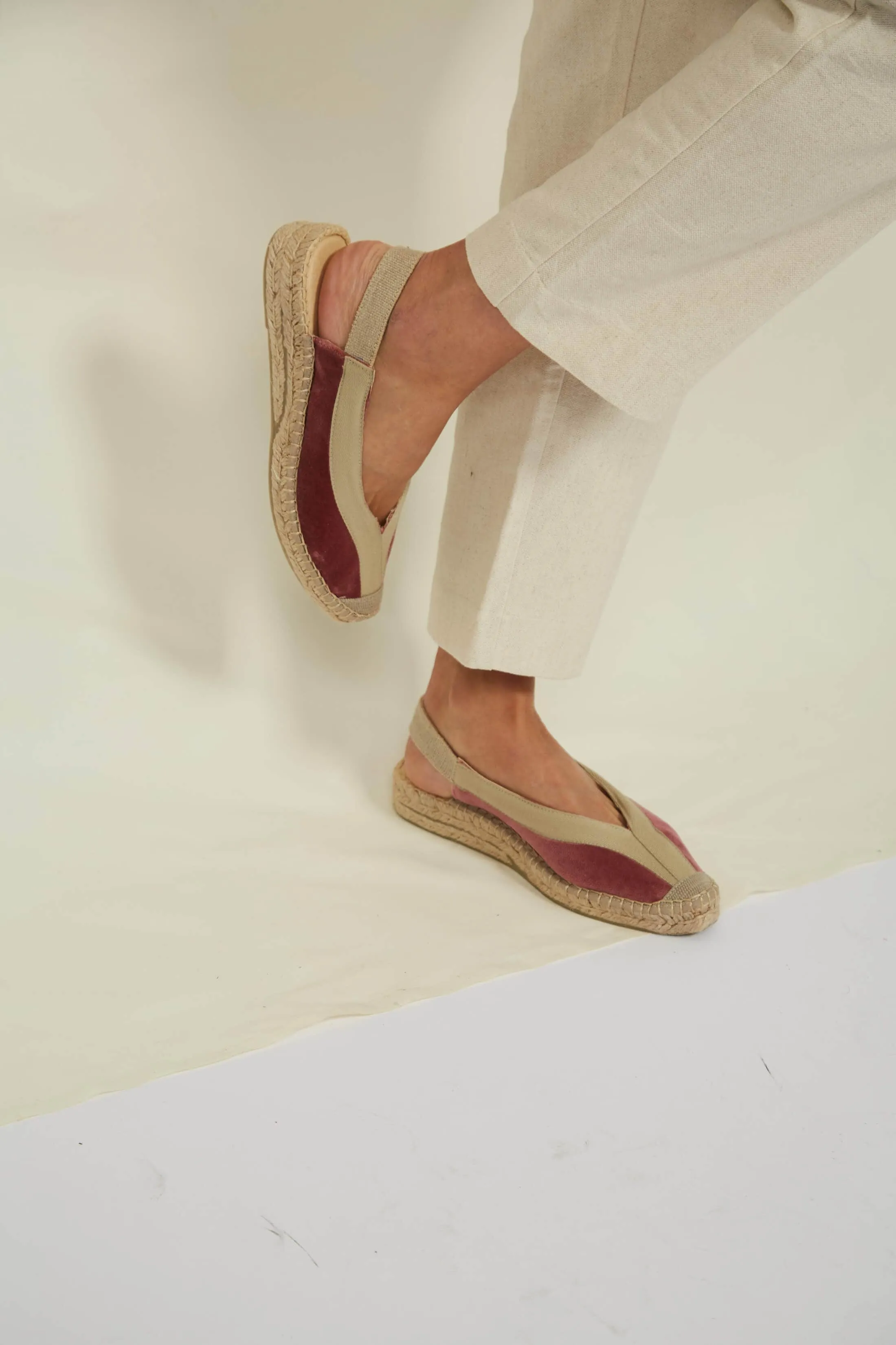 Sandales Espadrilles Vegan à Brides Velours Pedraza | Rose