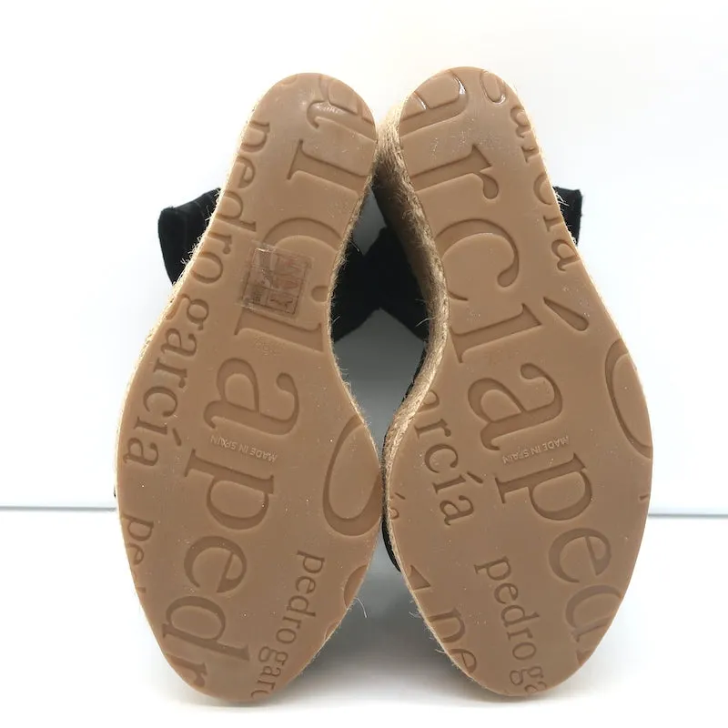 Sandales à plateforme Espadrille Pedro Garcia Teodora Noir Satin froncé Taille 38.5 NEUF