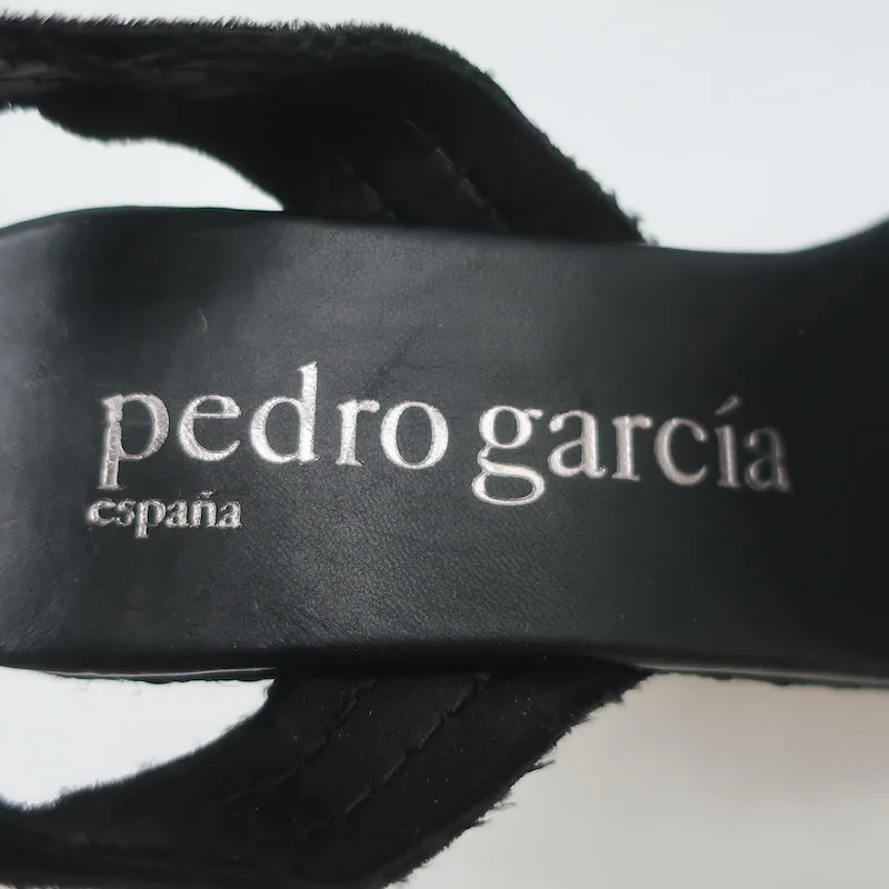 Sandales à plateforme Espadrille Pedro Garcia Teodora Noir Satin froncé Taille 38.5 NEUF