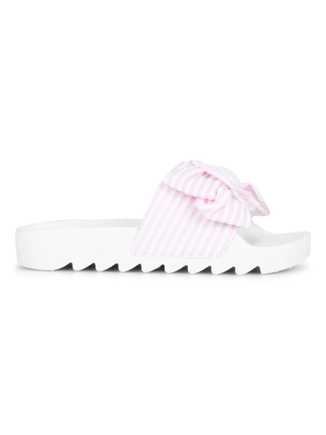 Escarpins plats épais en vichy rose et blanc
