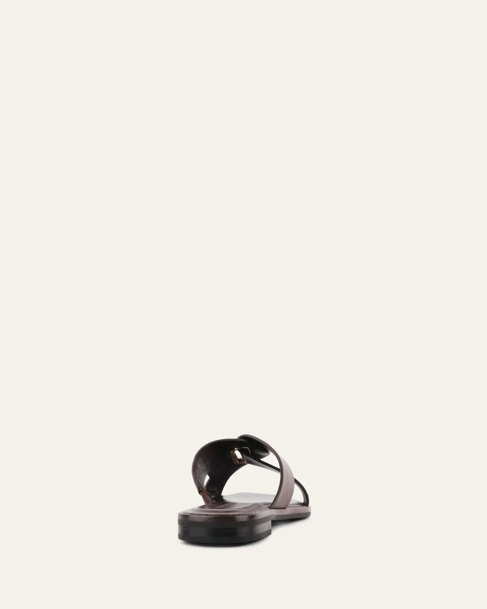 PIPER FLAT SLIDES CUIR CHOCOLAT