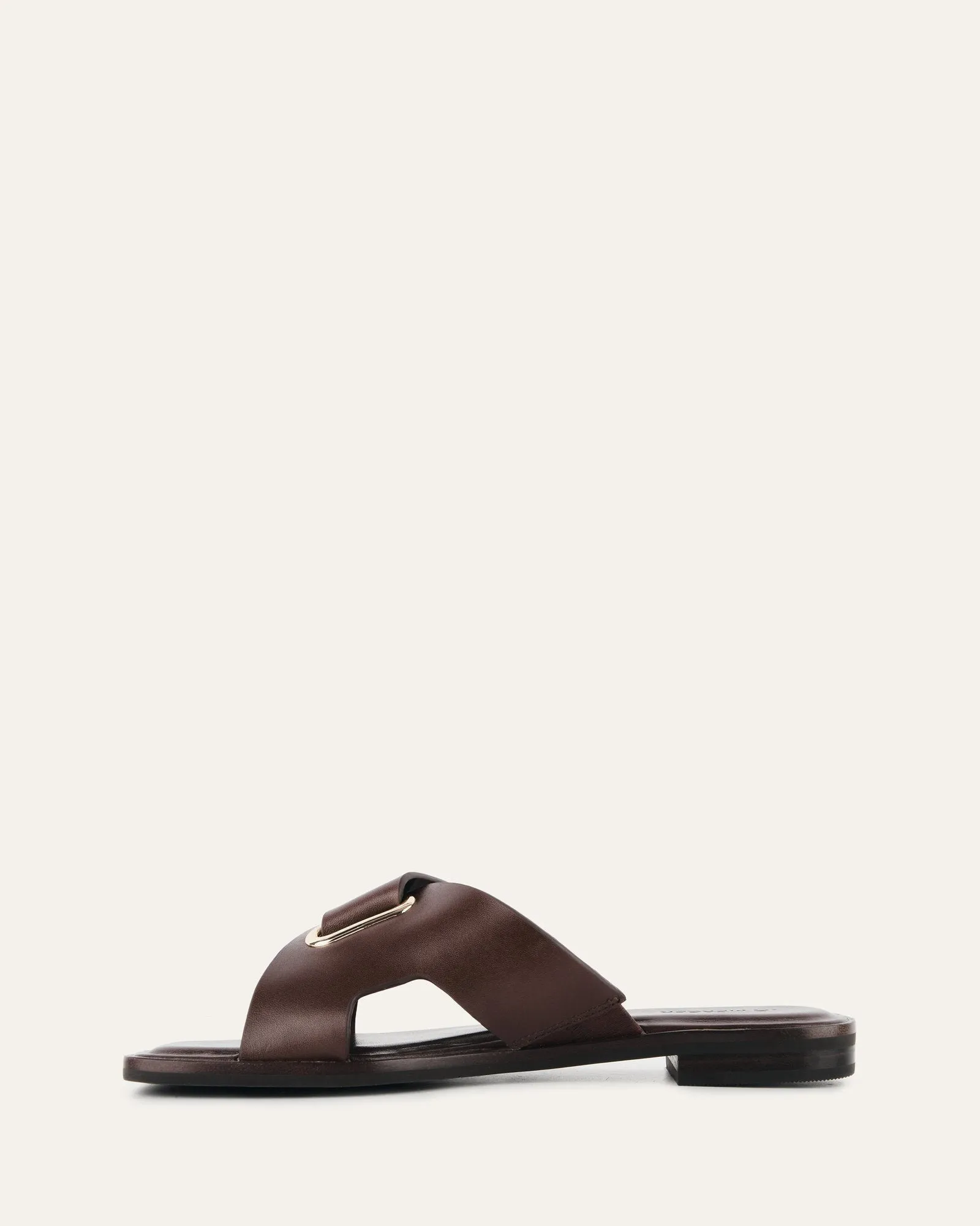PIPER FLAT SLIDES CUIR CHOCOLAT