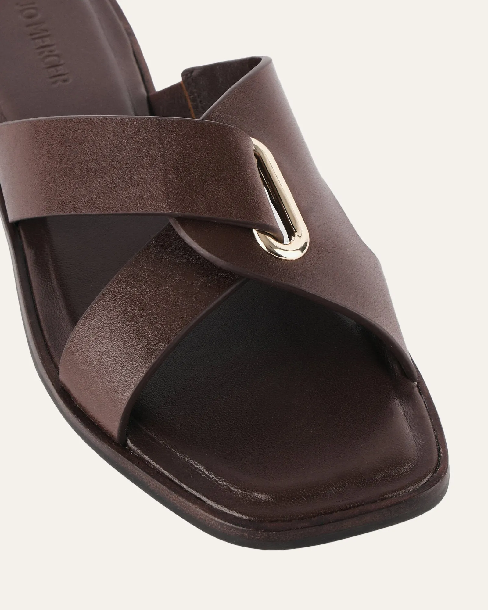 PIPER FLAT SLIDES CUIR CHOCOLAT