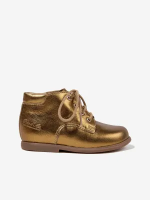 Bottes Derby Nioupi en Cuir pour Fille Pom D'Api en Or