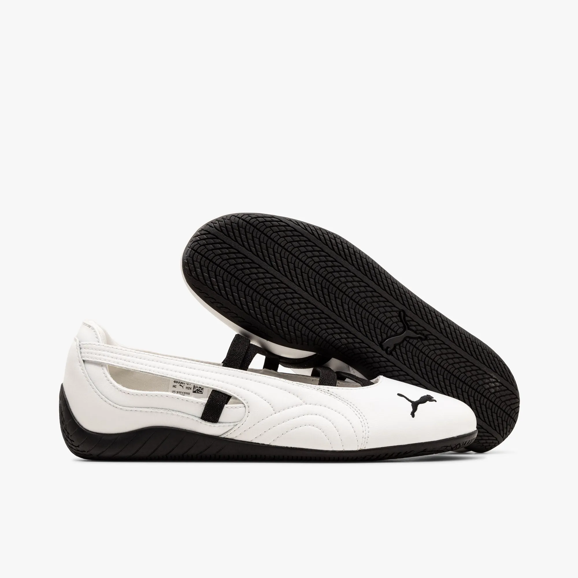 Puma Women's Speedcat Ballerine en Cuir Blanc Puma / Noir Puma