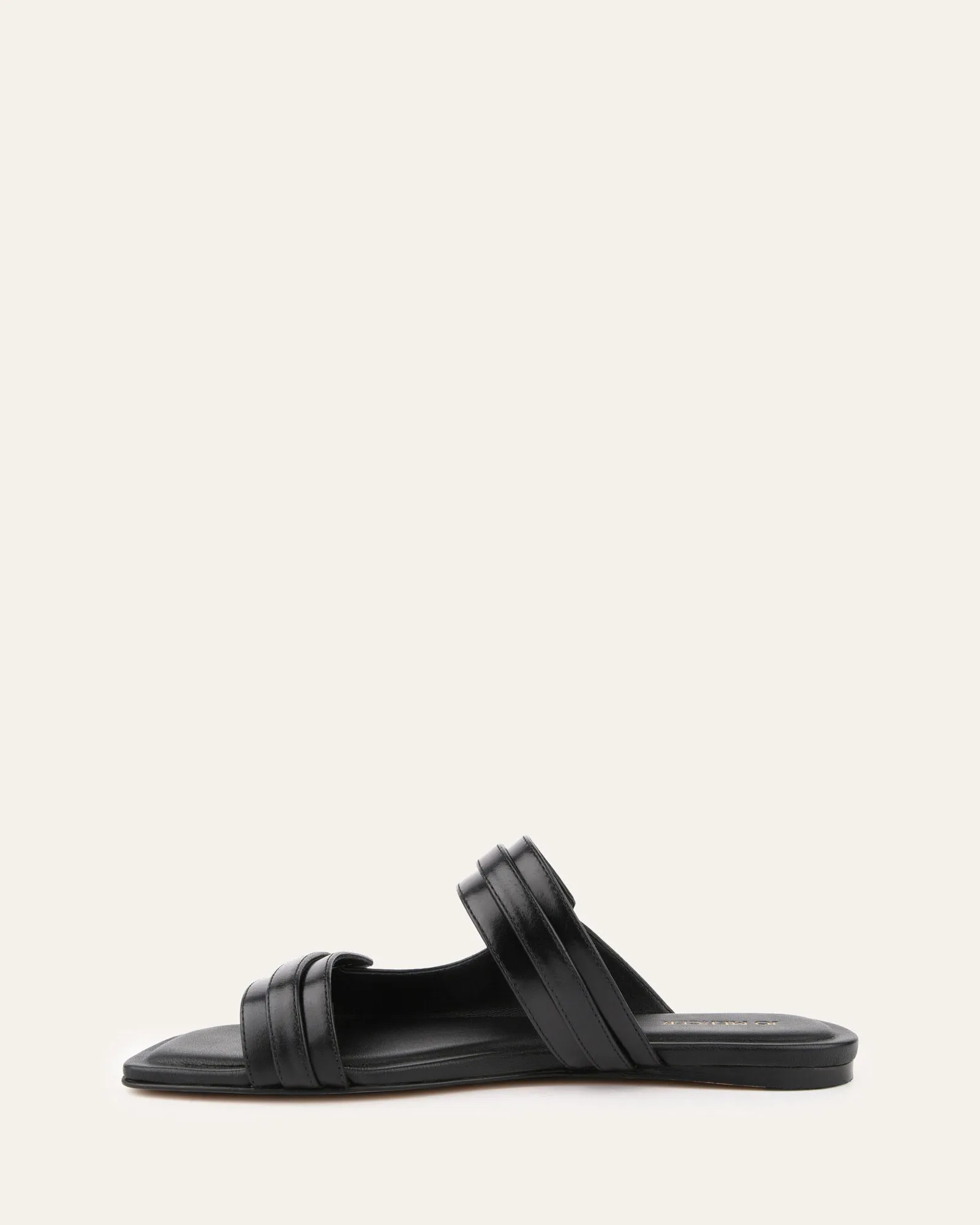 SANDALES PLATES QUILL EN CUIR NOIR