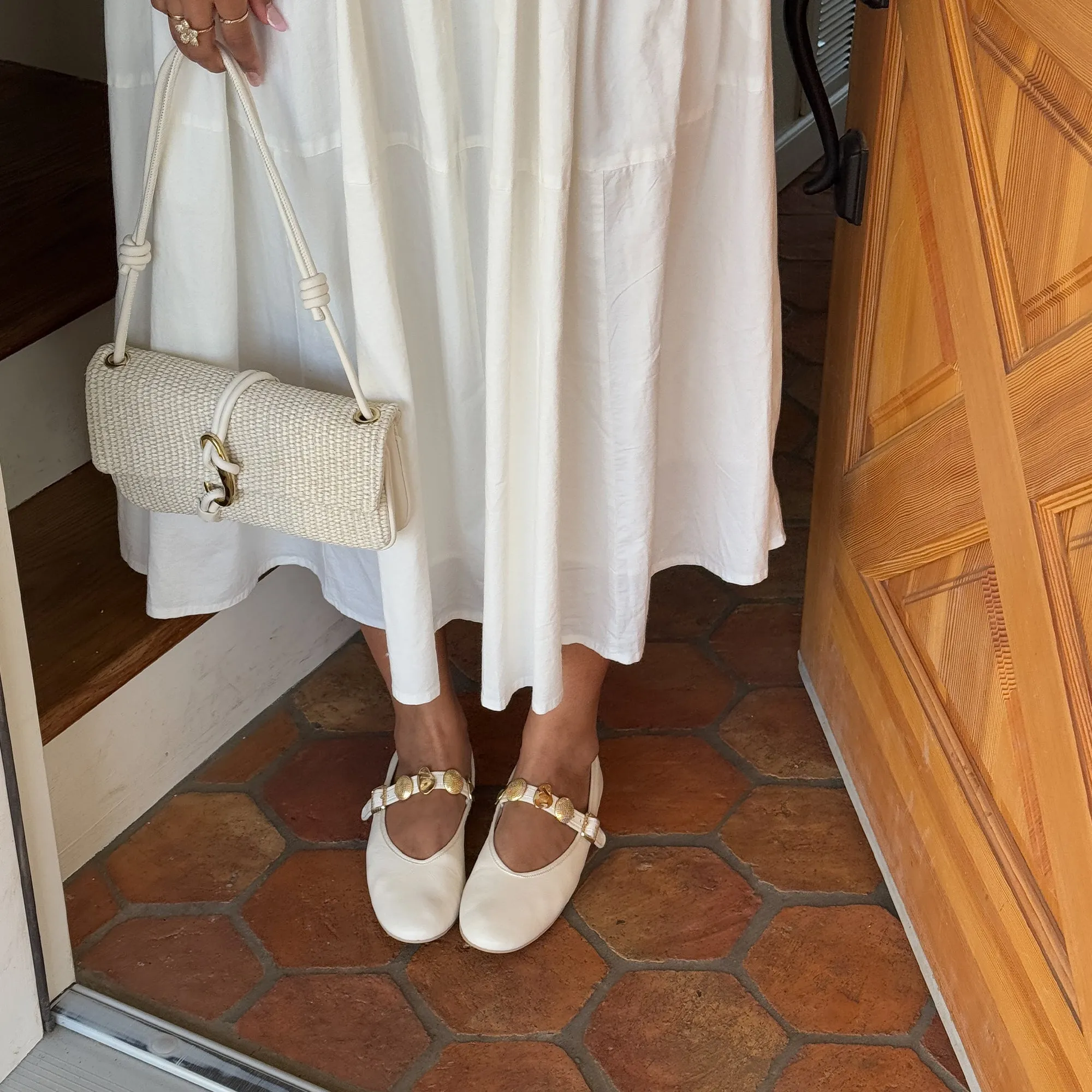 RELAN BALLERINES BLANC CASSÉ CUIR
