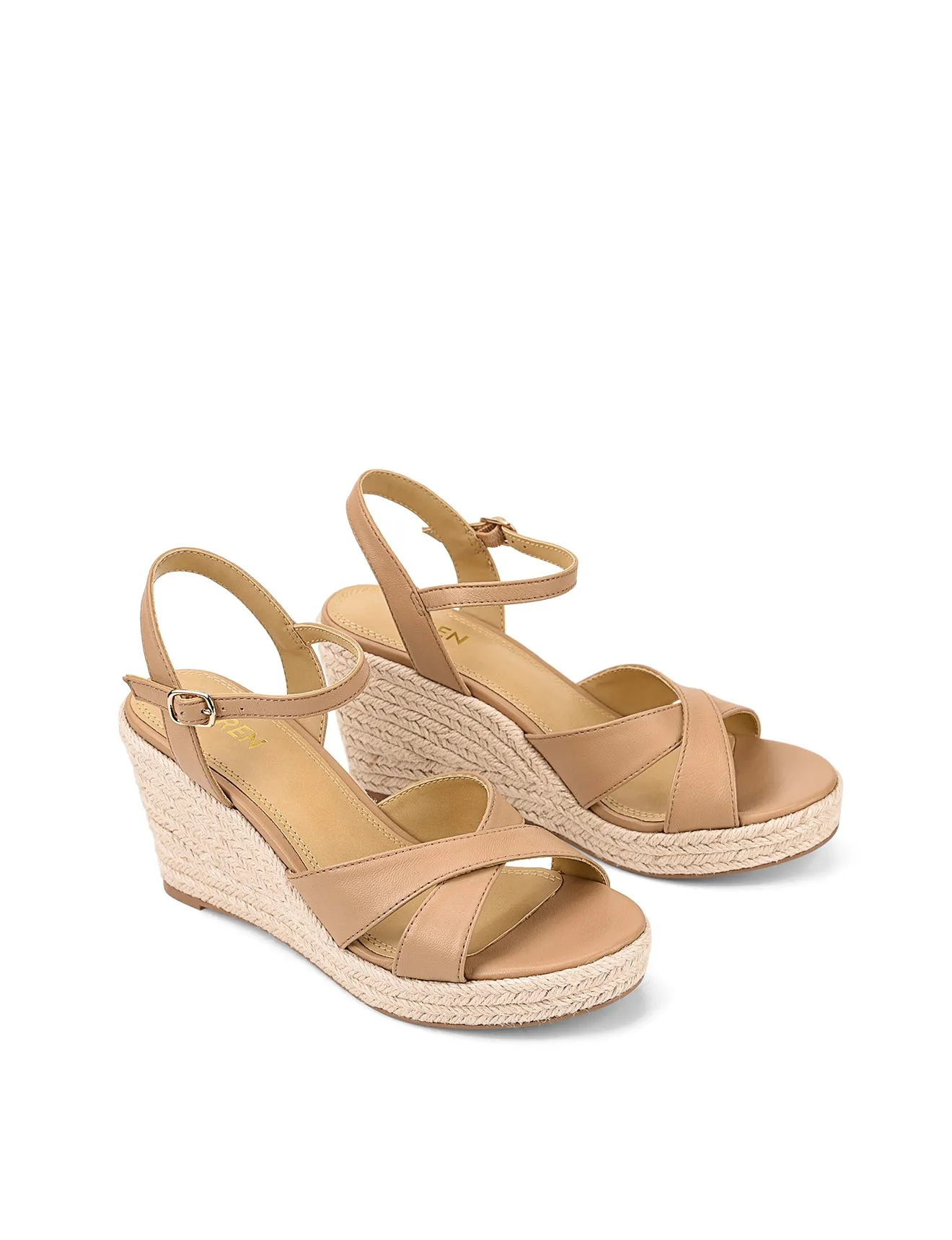 Remmie Rope Wedges - Cuir brun amande