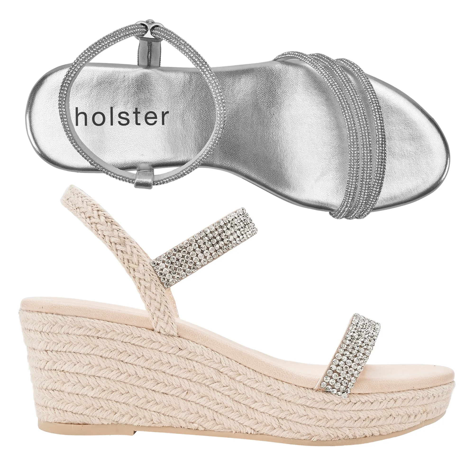 Lot Revel Wedge & Beauty Espadrille - Argent / Beige