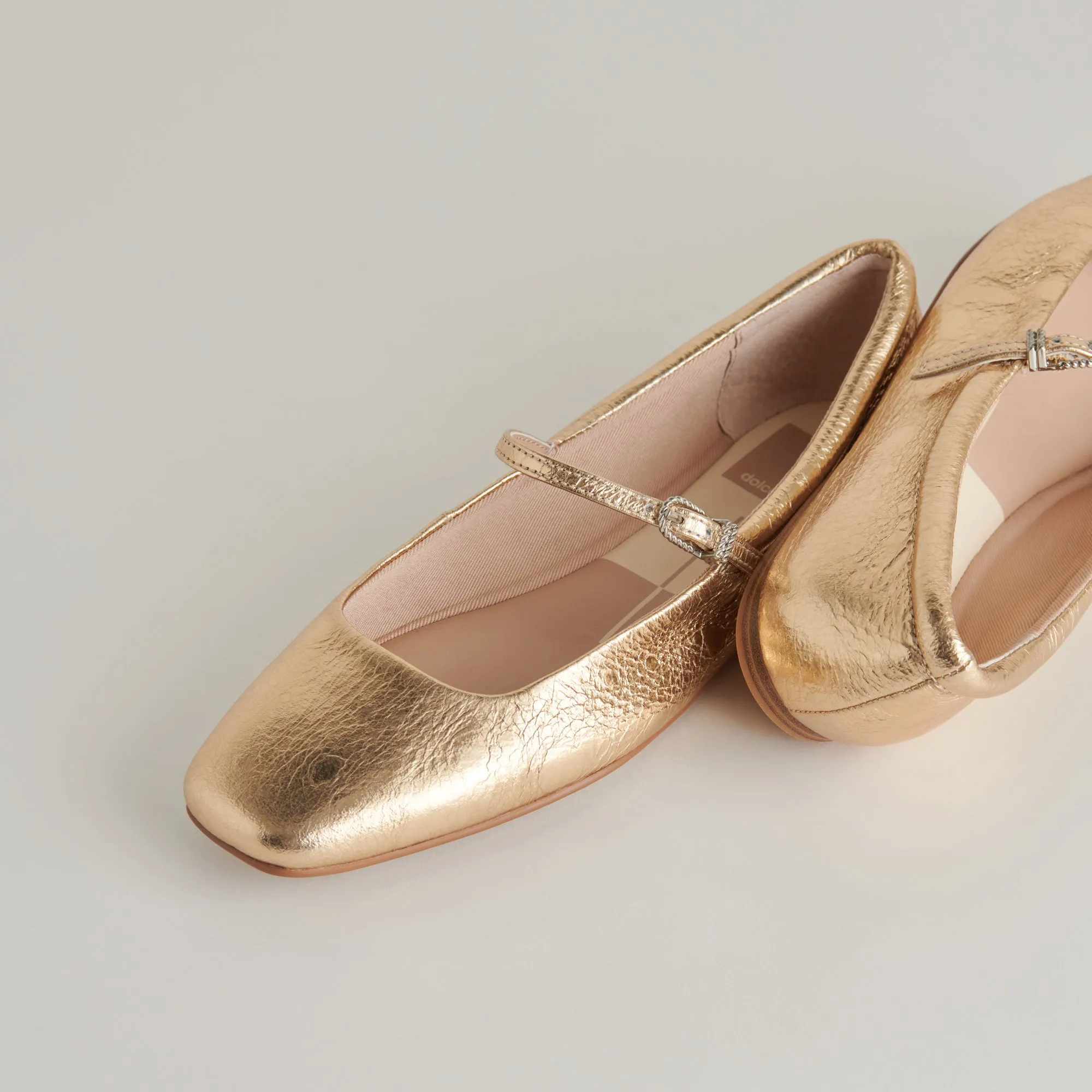 BALLERINES REYES EN CUIR DORÉ VIEILLI