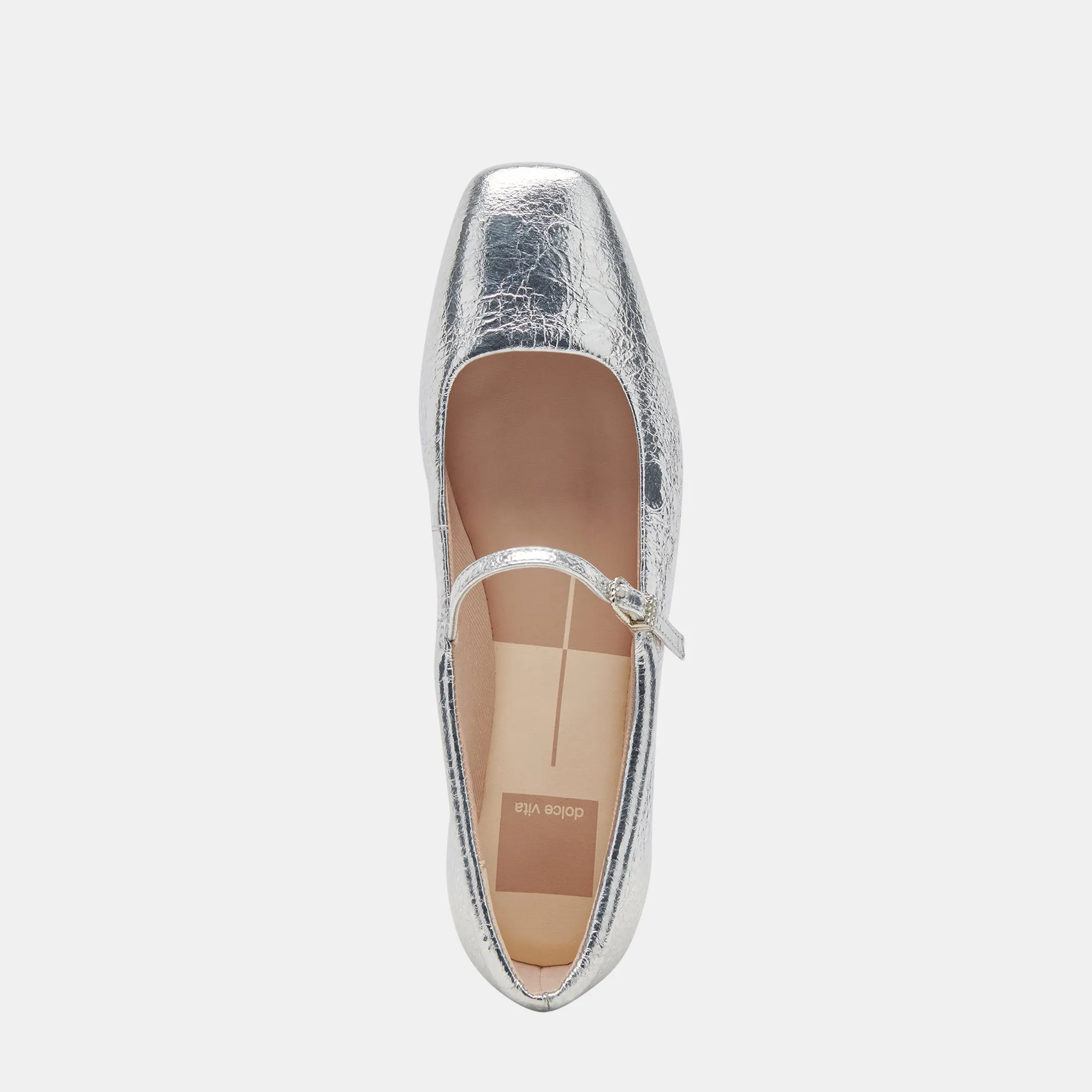 BALLERINES REYES EN CUIR ARGENTÉ VIEILLI