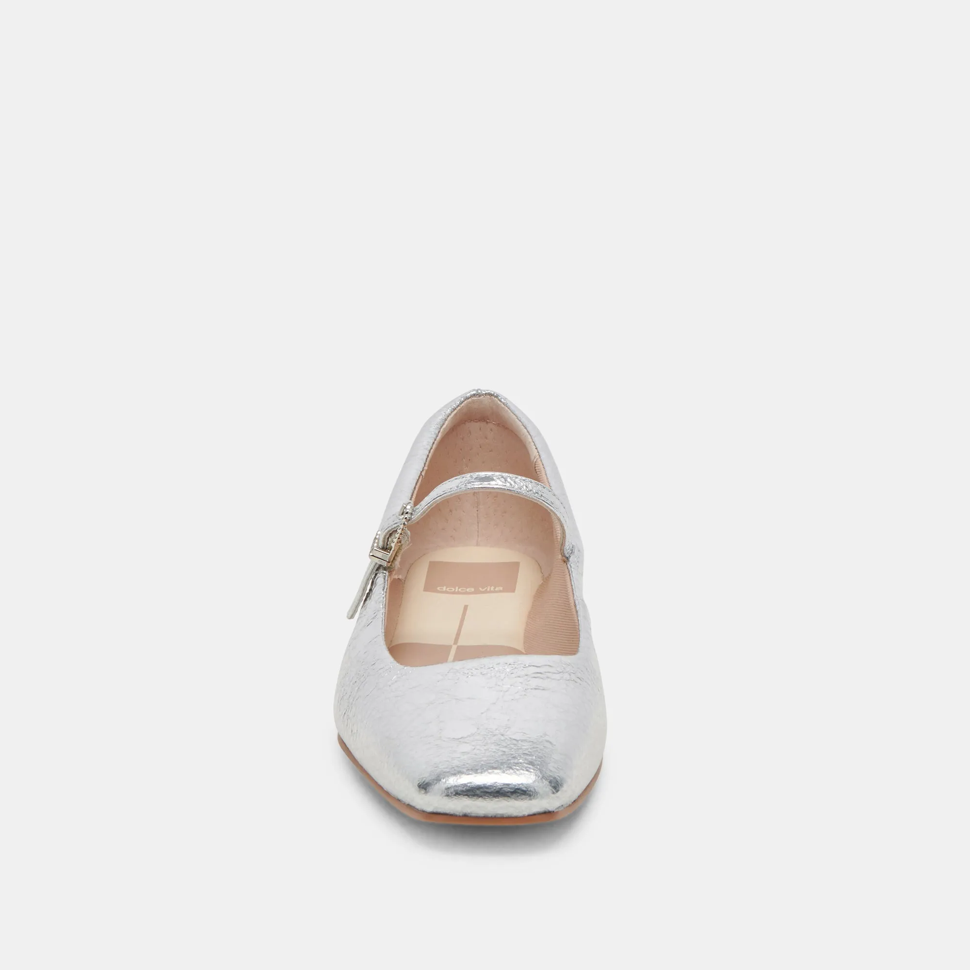 BALLERINES REYES EN CUIR ARGENTÉ VIEILLI