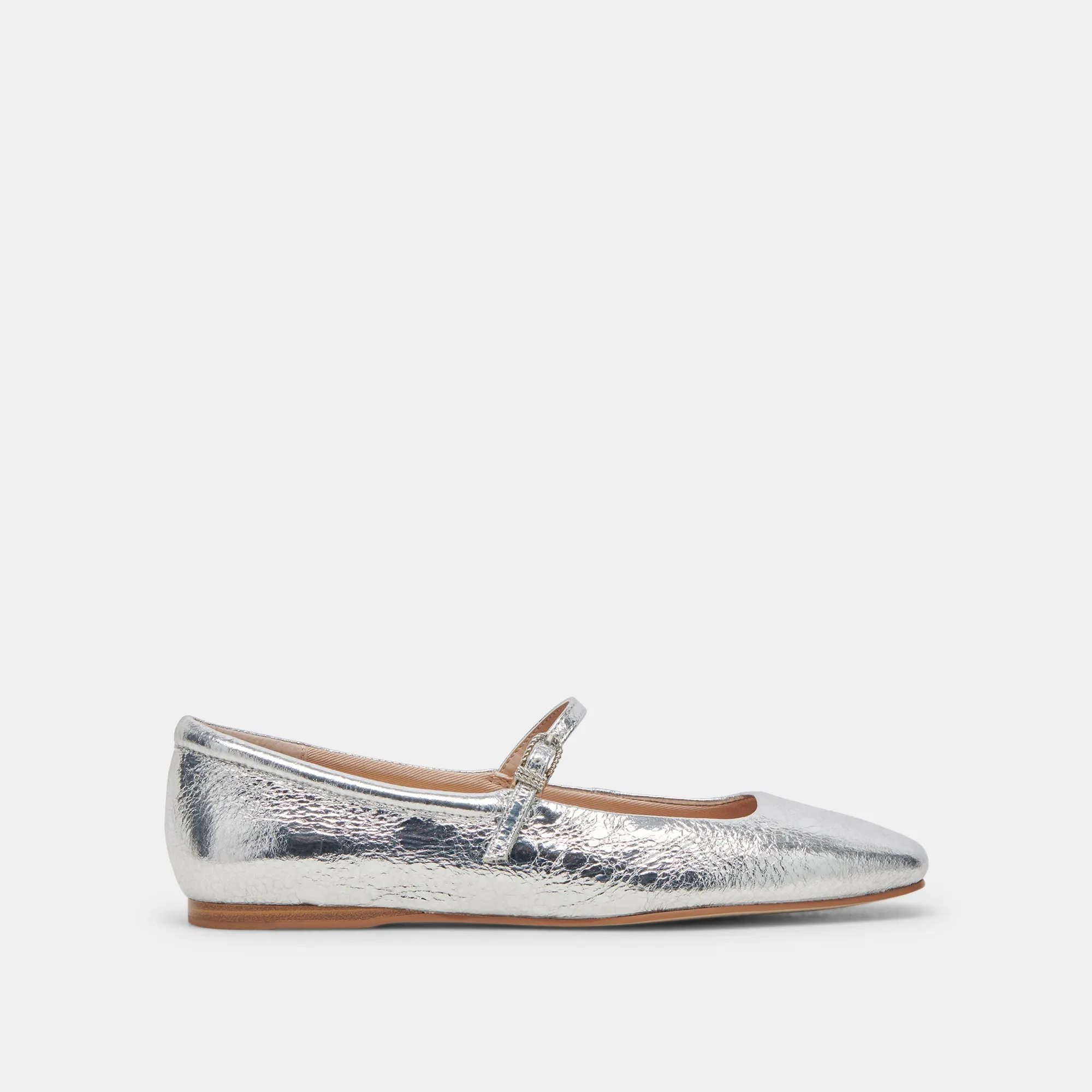 BALLERINES REYES EN CUIR ARGENTÉ VIEILLI