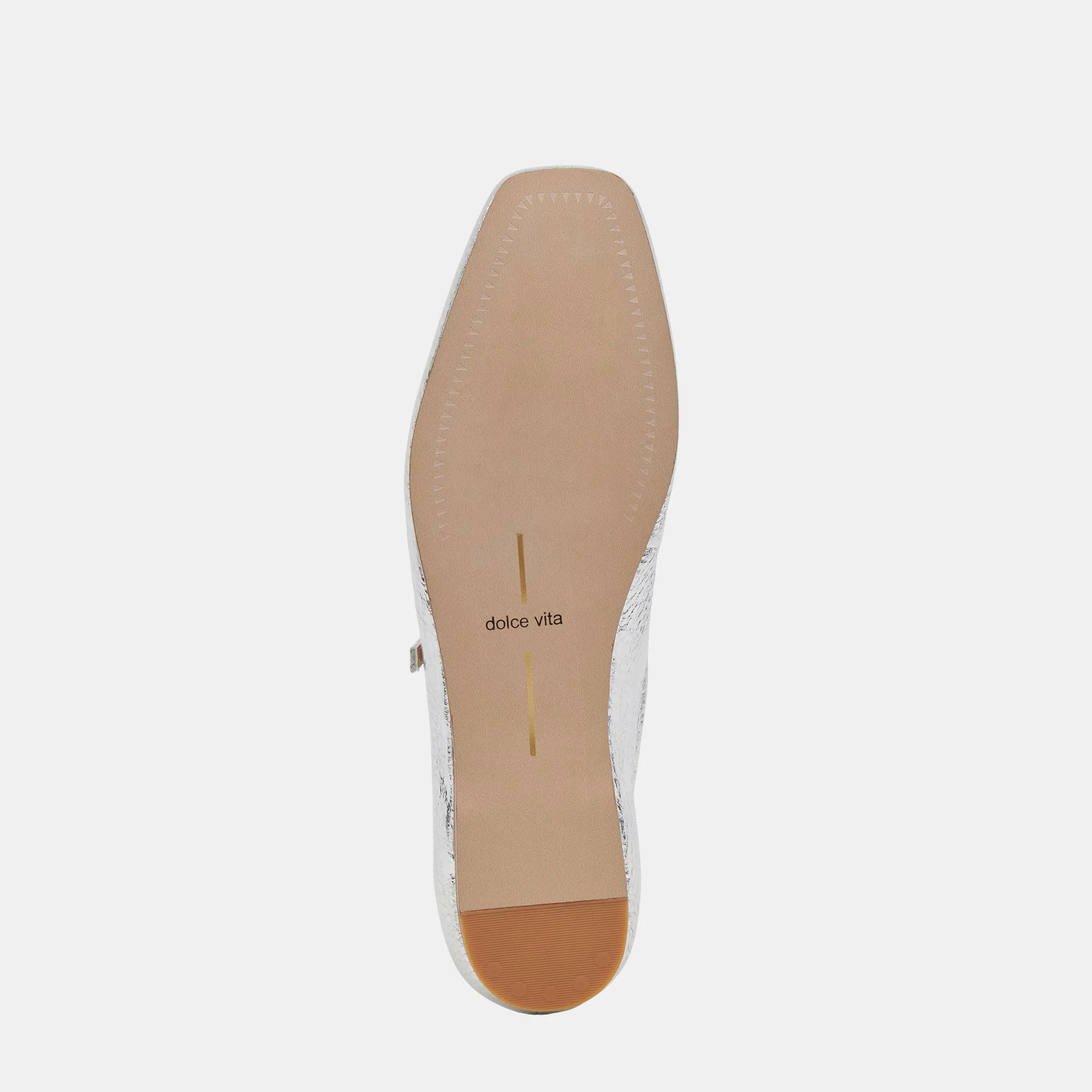 BALLERINES REYES EN CUIR ARGENTÉ VIEILLI
