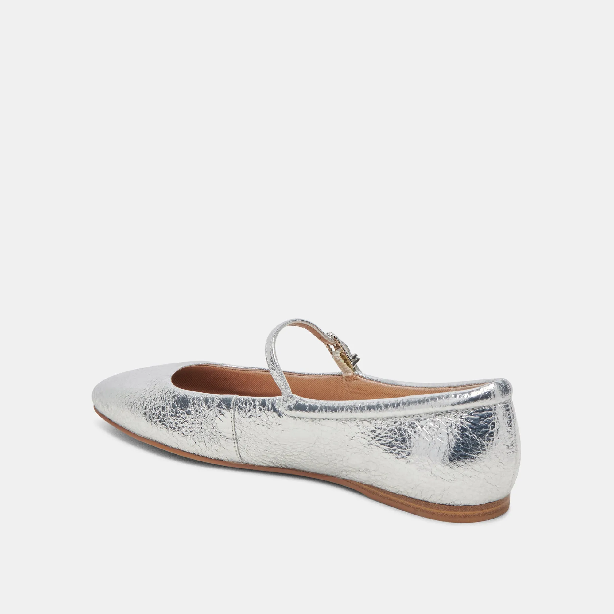 BALLERINES REYES EN CUIR ARGENTÉ VIEILLI