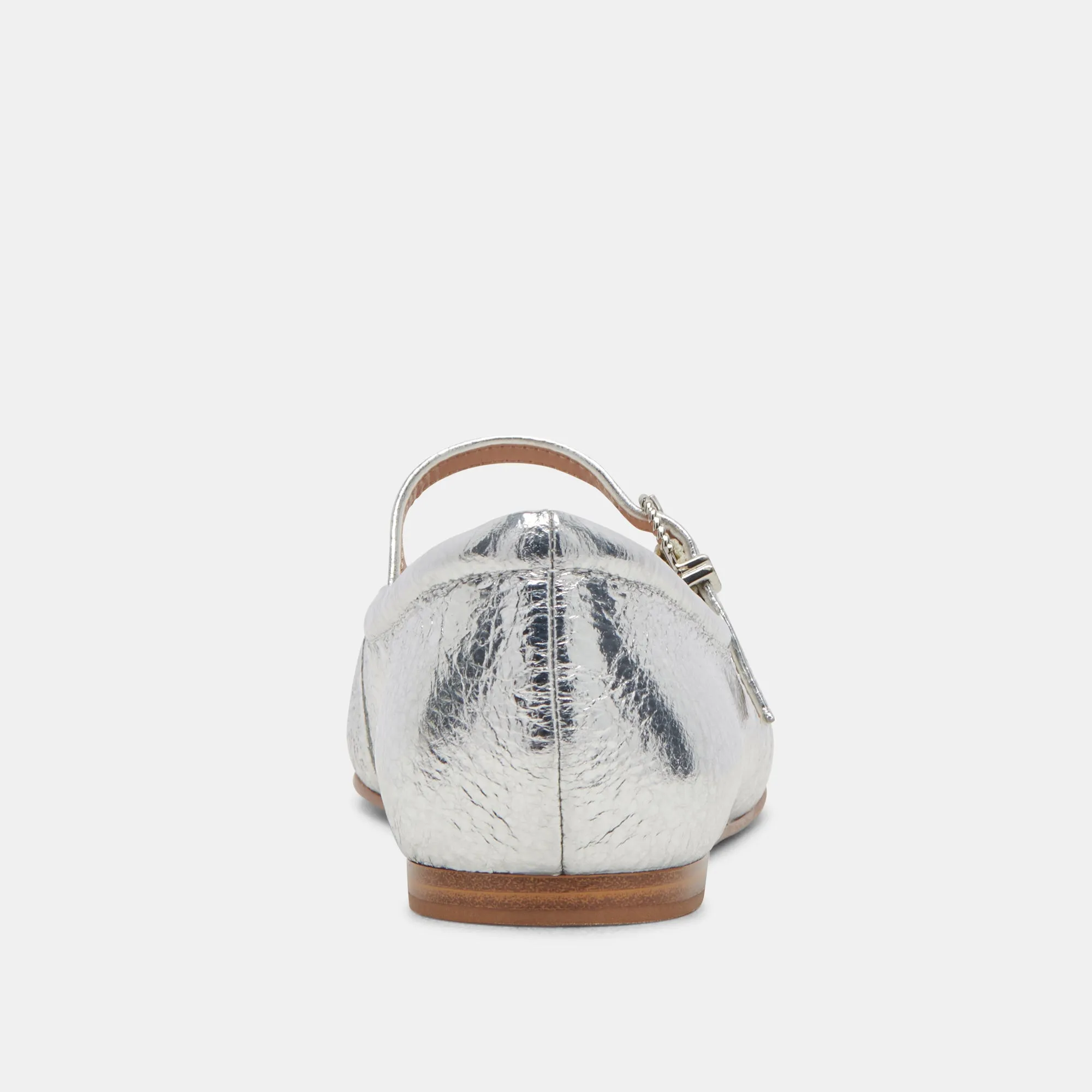 BALLERINES REYES EN CUIR ARGENTÉ VIEILLI