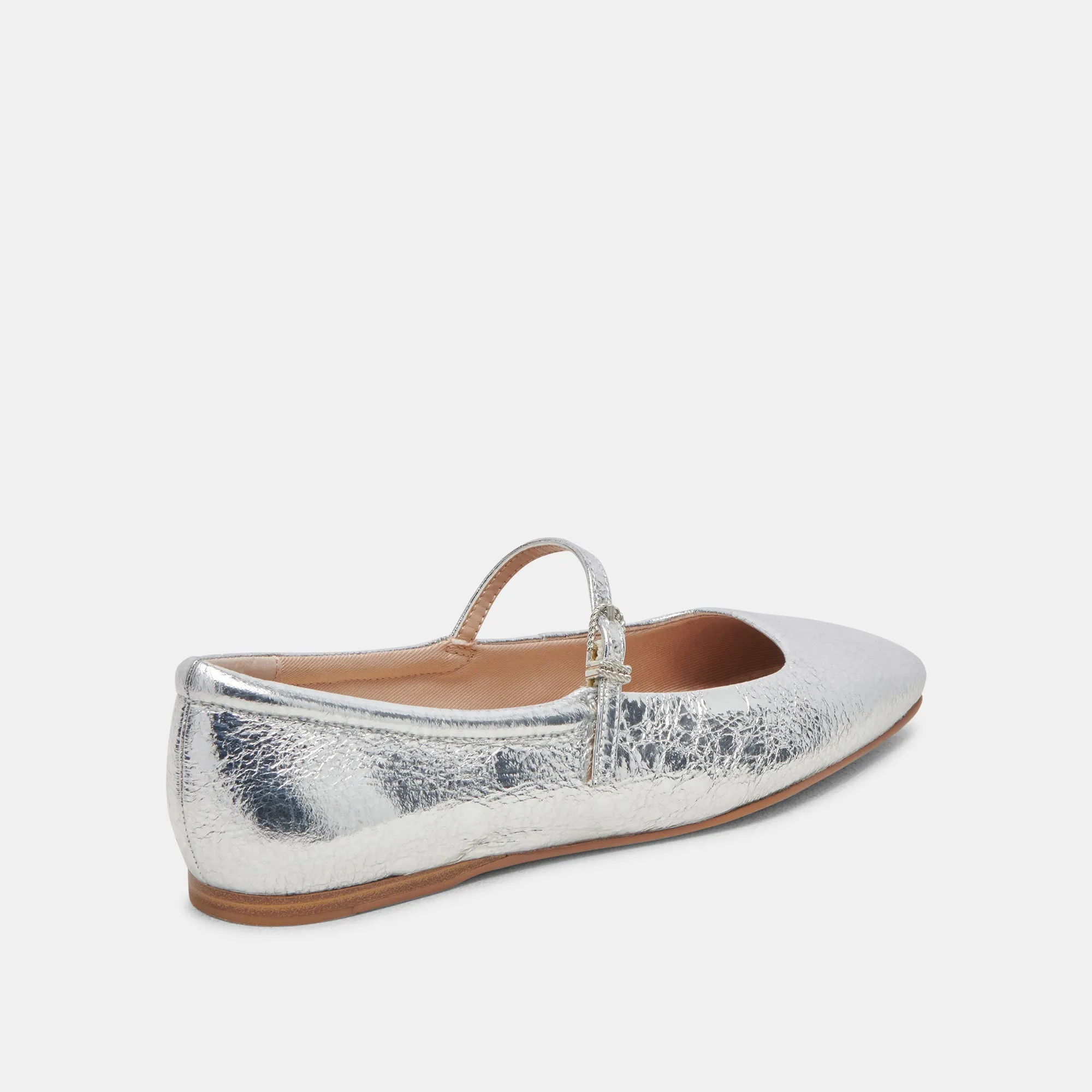 BALLERINES REYES EN CUIR ARGENTÉ VIEILLI
